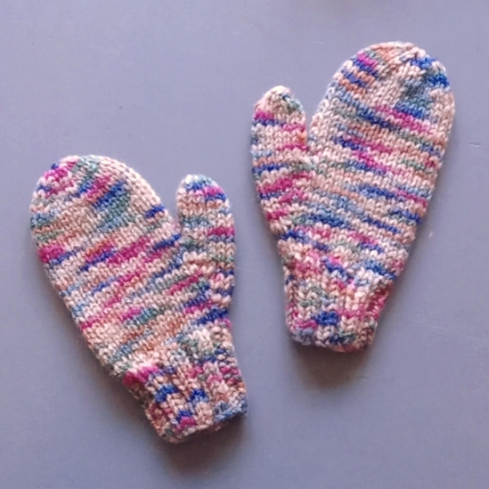 Hand Crafted Handknit Mixed Berry Toddler Mittens 4T